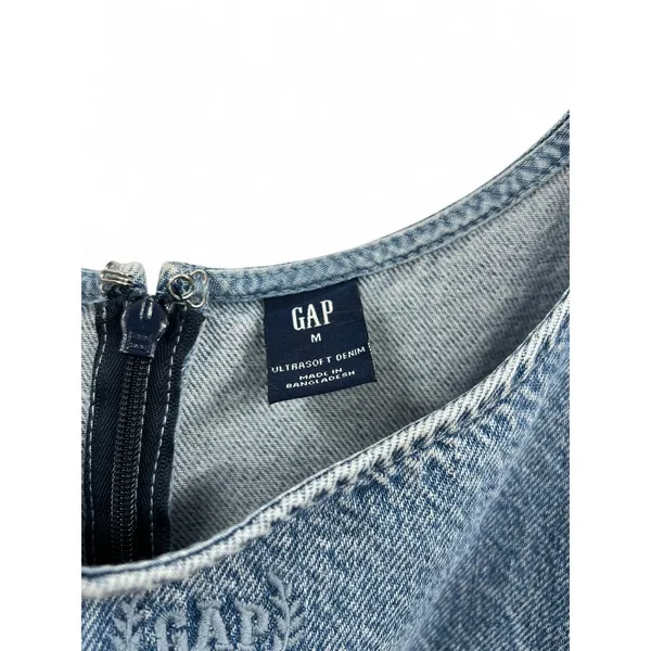 VINTAGE GAP 1990's 90's | M | Dress Jean Embossed UltraSoft Denim Mini Dress - Image 2