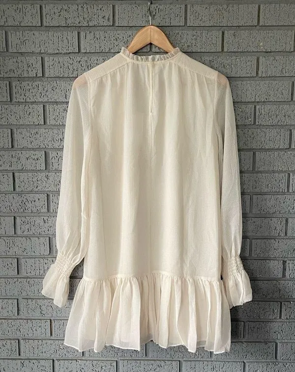 NWT Reiss Esme Shift Mini Dress Long Sleeve Ivory Size 2 Relaxed Fit Victorian - Image 10