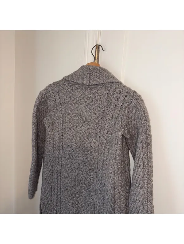 Aran Crafts $150 100% Merino Wool Oversized Woman’s XXS open cardigan Gray - Image 5