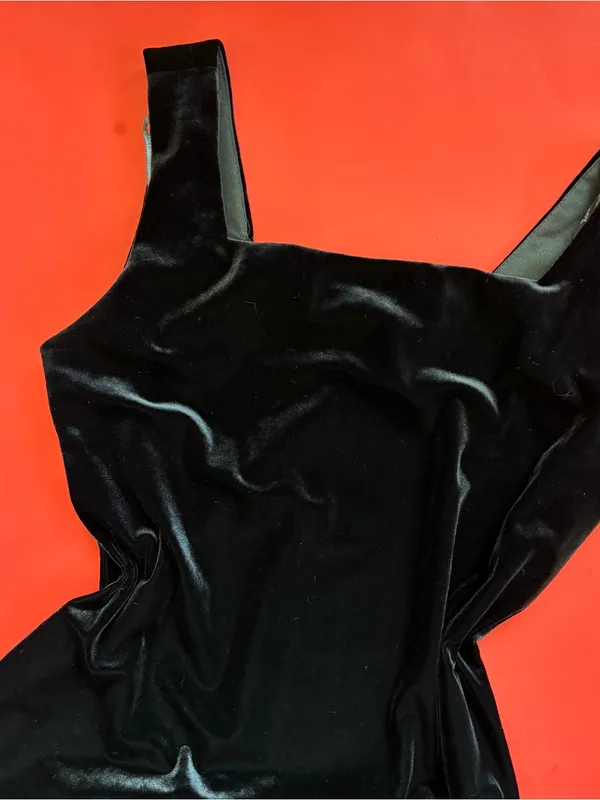 Rhapsody Vintage 90s Classic Black Velvet Sleeveless Maxi Dress - Image 6