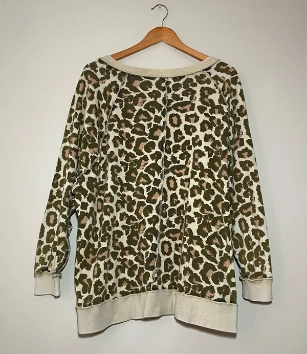 Free People Go Get On Oversized Leopard Pullover Sweatshirt - Image 7
