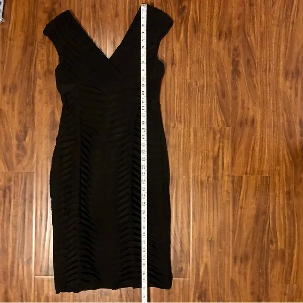 Adrianna Papell Black Overlapping Curved Pleated Dress Size 8 - Image 6