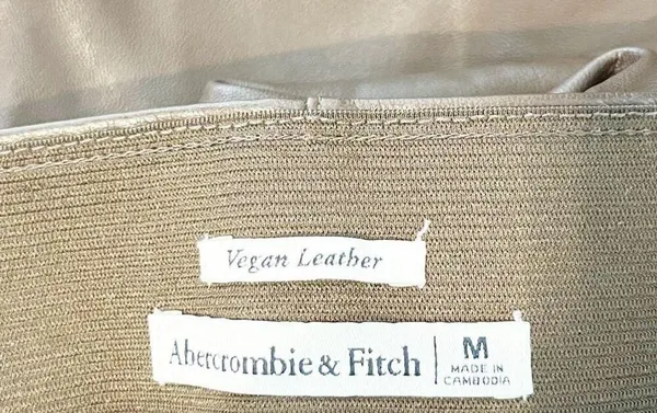 Abercrombie & Fitch Vegan Leather High Rise Pull On Flare Pants Brown Medium - Image 3