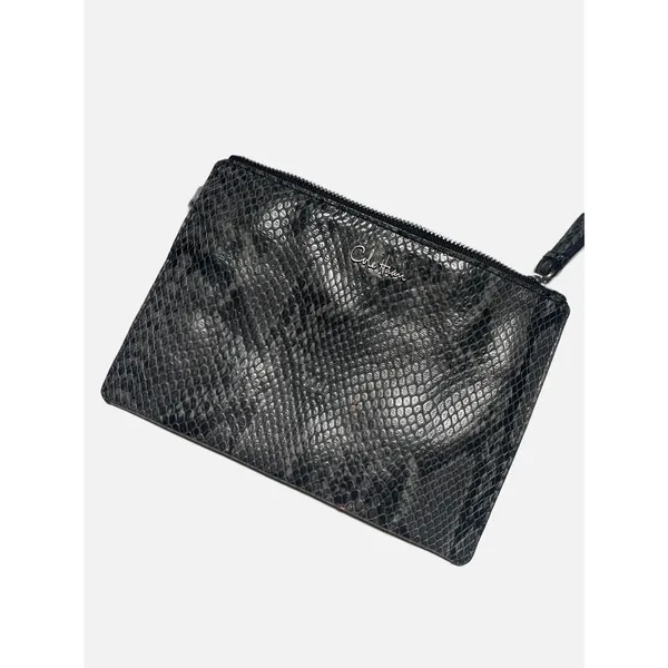 Cole Haan Zip Pouch Womens Medium‎ Black Snake Print Leather Wristlet Chelsea II - Image 2