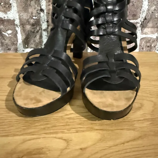 Lauren Ralph Lauren Safia Strappy Platform Sandals Women 10B Black Leather Dress - Image 9