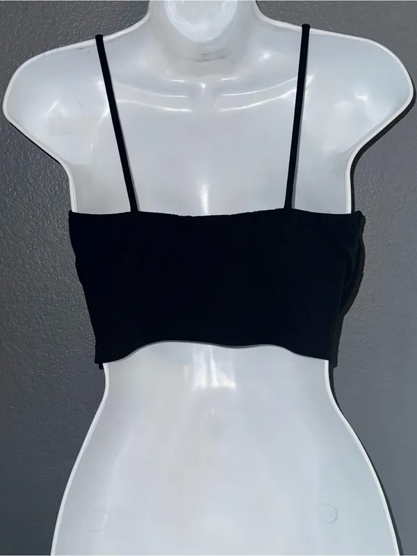 Windsor Deep V Black Spaghetti Strap Crop Top Womens size Small - Image 5
