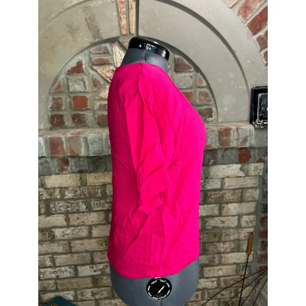 Blouse short sleeve hot pink shoulder pads - Image 4