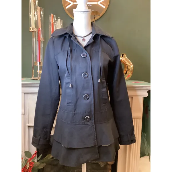 Maurice's Black‎ Hooded Ruffle Hem Jacket Womens Size S - Image 2