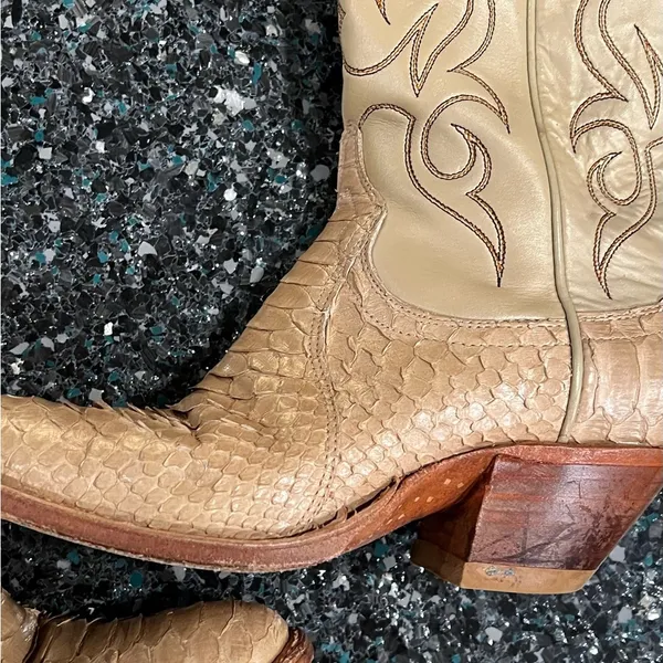Vintage Dan Post Multicolor Leather Cowboy Boots 4218 Women 5.5 C W/ Box - Image 4