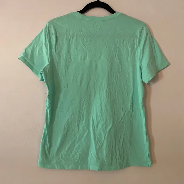 Life Is Good Teal Blue V-neck Tee Cotton Lobster Girl Gorpcore Women size Medium - Image 6