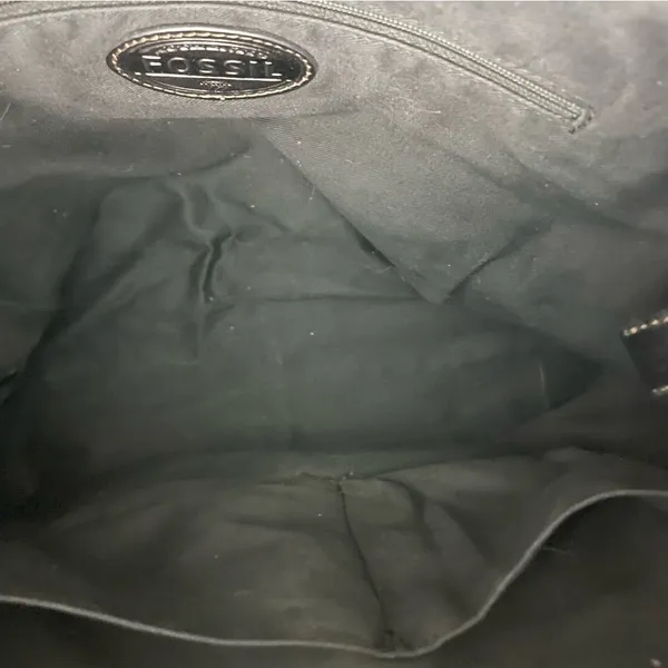 Vintage Fossil Purse Crossbody Pebbled Leather Lightweight Embossed Logo Black - Image 15