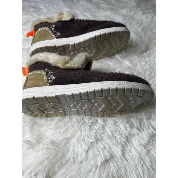 Womens Size 38 Brown Faux Fur Lined Moccasin Slippers Cozy Cabin Shoes - Image 5