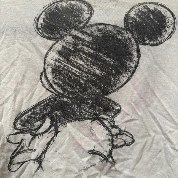 Disney Mickey Mouse sketch hi and bye raw hem cropped tee sz L - Image 5