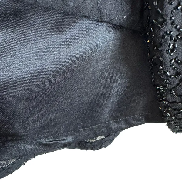 Jkara NWT Black‎ Beaded Drape Neck Cap Short Sleeve Lined Blouse Size S Black - Image 4