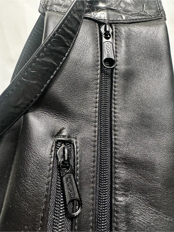 T419. Vintage Maxx New York Black Leather Bucket Bag - Image 2