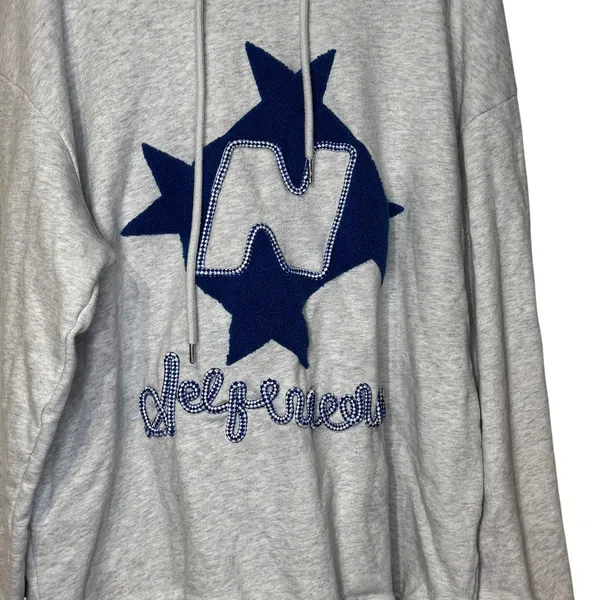 Aelfric Eden Womens Hoddie Blue Star "N" Patch Streetwear Pullover Graphic Medium - Image 3