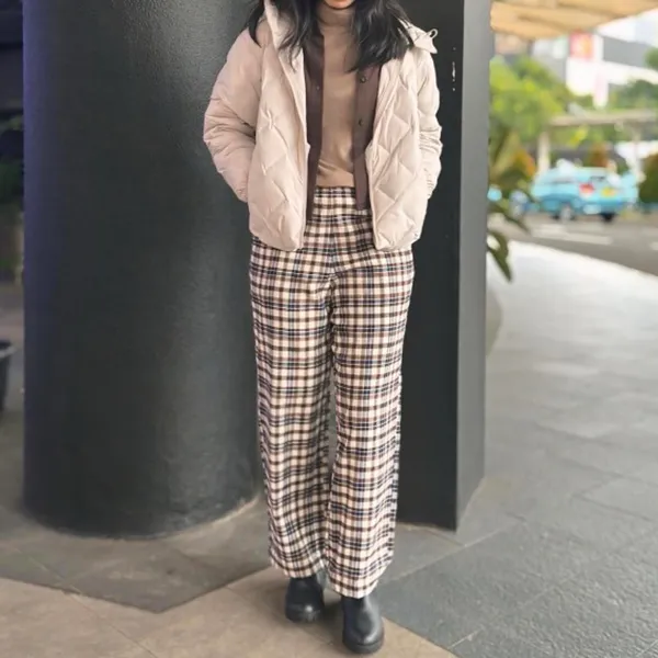 Uniqlo Flannel Pants | Checked NWT Brown Large - Image 7