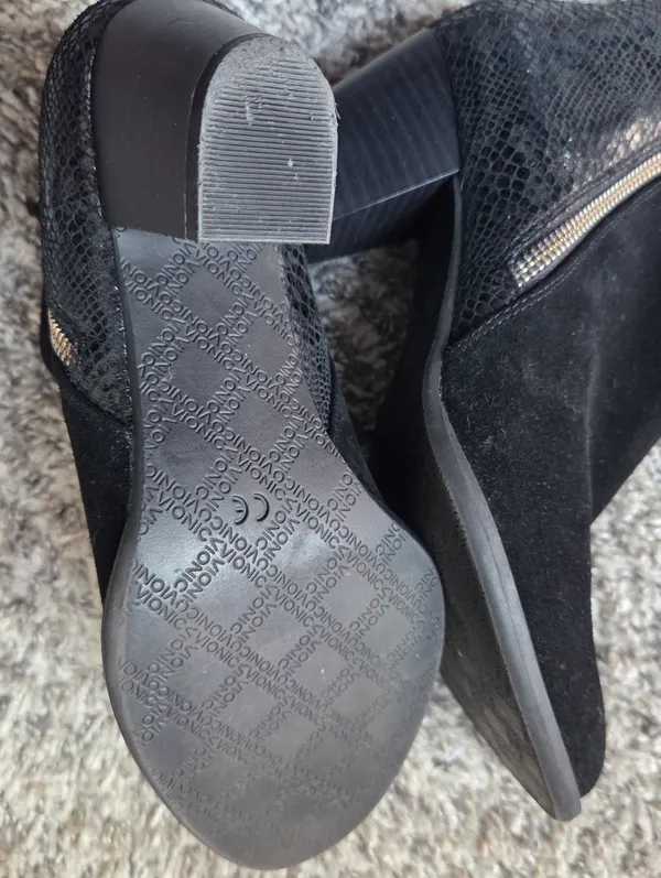 Vionic Anne Black Suede Snakeskin Booties - Image 7