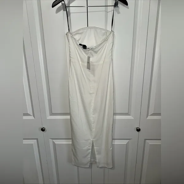 Forever 21 Lightweight Strapless Bodycon Midi Dress M White NWT - Image 4