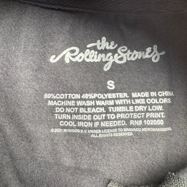 Rolling‎ Stones Quarter Zip Pullover Sweatshirt Charcoal Gray Band Music Size S - Image 2