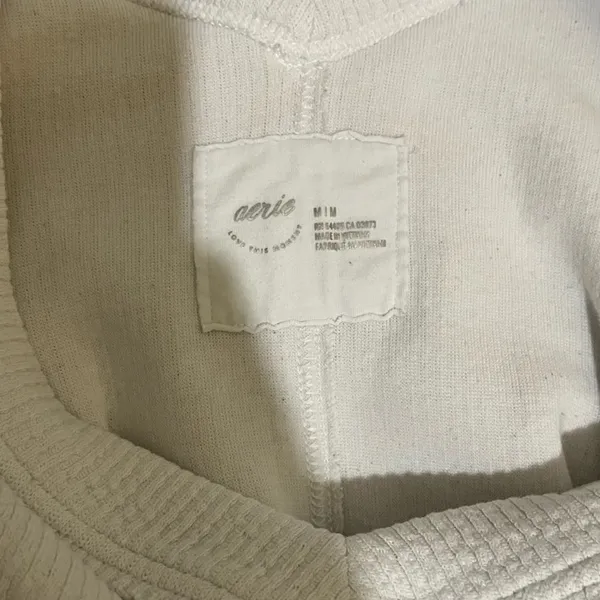 Aerie Wonder Textured V-Neck Sweatshirt Pullover Size: M - Image 4