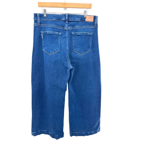 PAIGE Anessa Wide Leg Cropped Jeans Sz 33 High Rise Medium‎ Wash Denim Stretch - Image 4