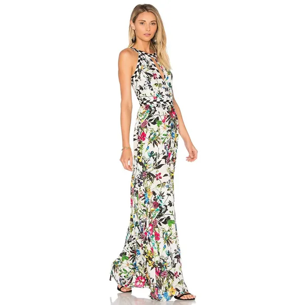 Parker Silk Halter Floral Luella Sleeveless‎ Maxi Dress S Resort Vacation Cutout - Image 2
