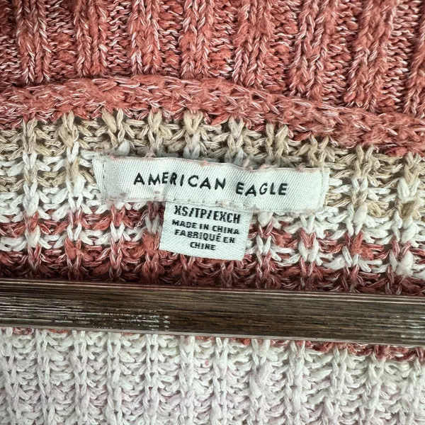 American Eagle Crochet Knit Sweater Womens XS Oversized Earthy Boho 90s Layering - Image 3