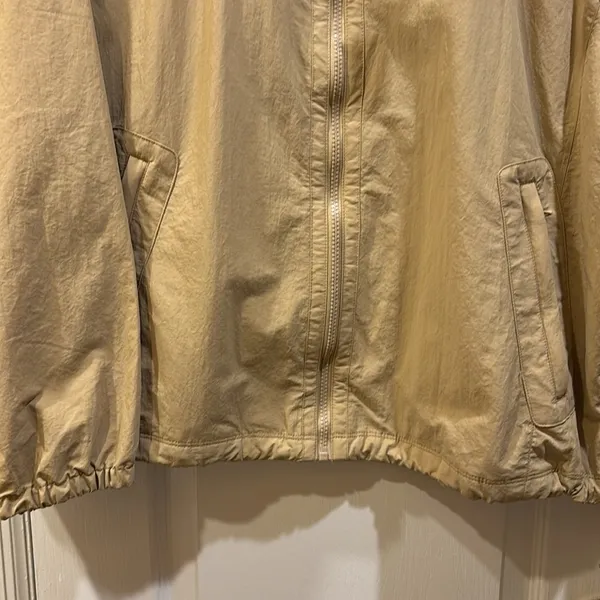 Lou Grey Tan Mylon Rain Jacket Nwts Size Xl 2 Side Pockets Full Zipper No Hood - Image 6