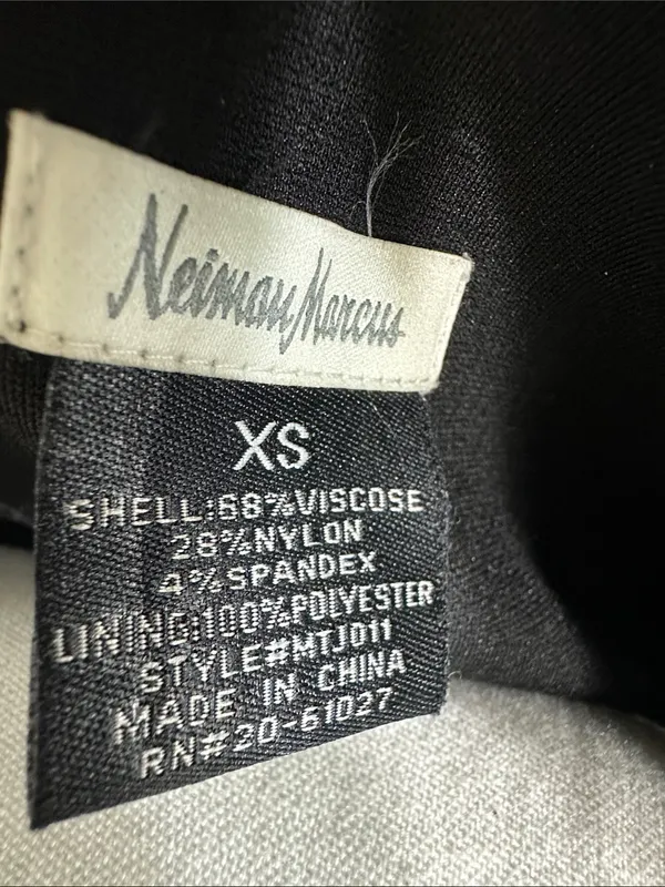 Neiman Marcus Black Leather-Trim Blazer - Image 2