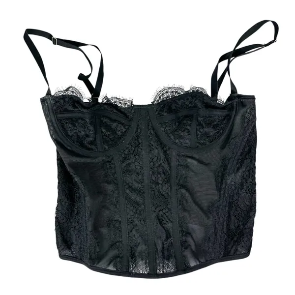 Dealmore Corset Top Sz Small Black Lace Mesh Crop Top - Image 4