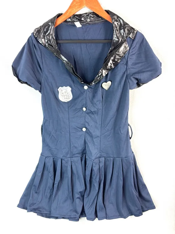 Officer Rita Dem Rights L Black Mini Dress Cop Chick Costume - Image 3