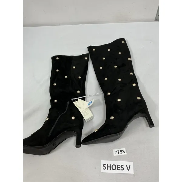 Womans NWD A New Day Justice Black Knee High Boots Size 7.5 Studs Kitten Heel - Image 2
