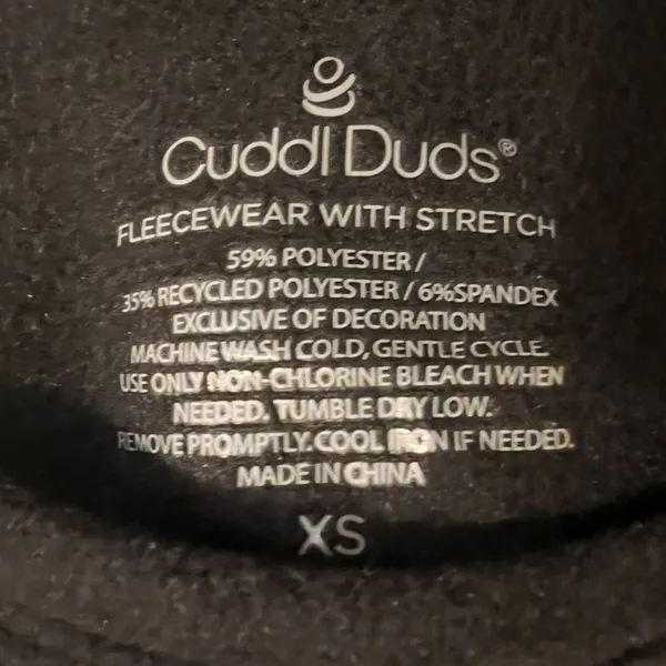 Cuddl‎ Duds Fleece Top Base Layer Winter Wear Black Cozy Warm Snuggly Small - Image 2