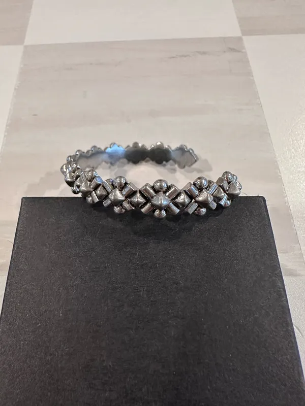 j.crew silver tone geometric floral cuff bracelet - Image 3