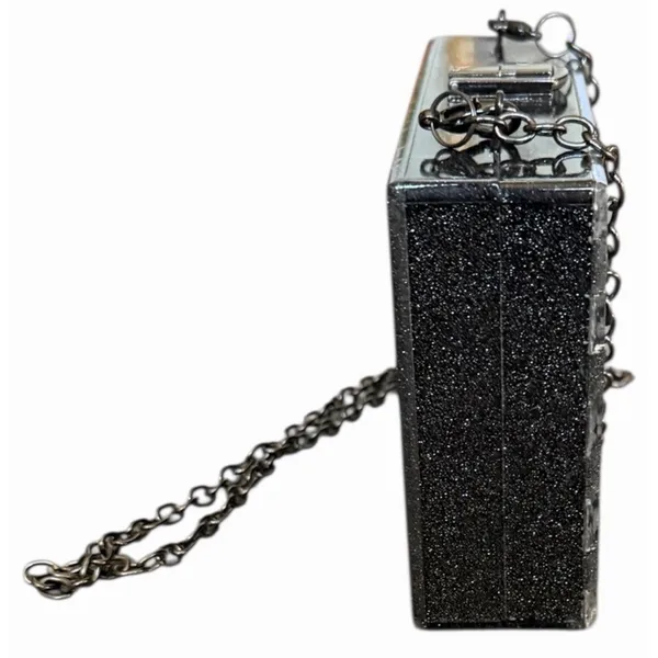 A New Day Black Pearl White Confetti Acrylic Box Clutch Chain Bag - Image 4