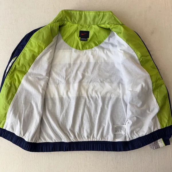 Nike Vintage 90s Colorblock Full Zip Windbreaker Jacket Women Medium Navy Blue - Image 4