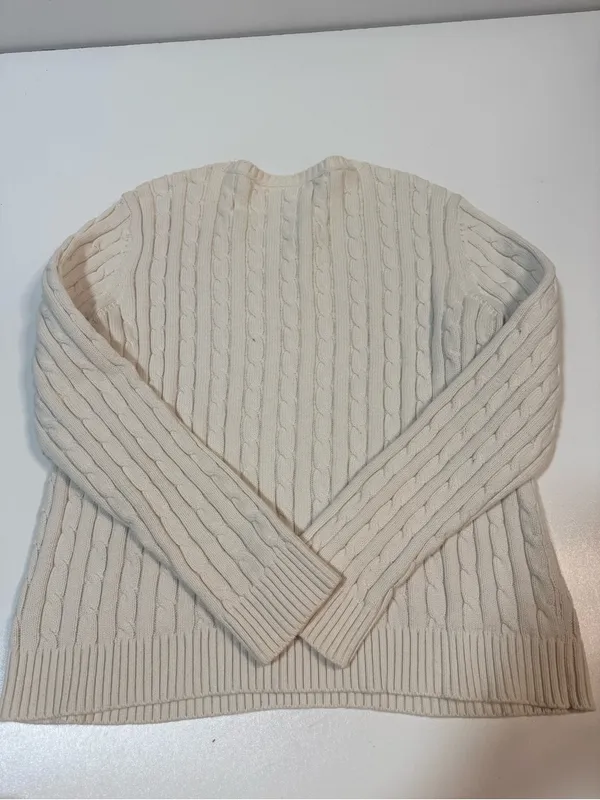 Charter Club Cream Cable-Knit Crewneck Sweater - Image 4