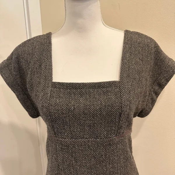 VTG Paul & Joe‎ Brown Tweed Wool Blend Shift Dress Size Small Heritage Preppy - Image 4