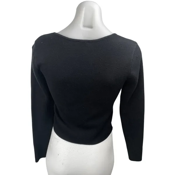 Abercrombie & Fitch Women's Black Zip Up Long Sleeve Crop Cardigan Sweater Top M - Image 2