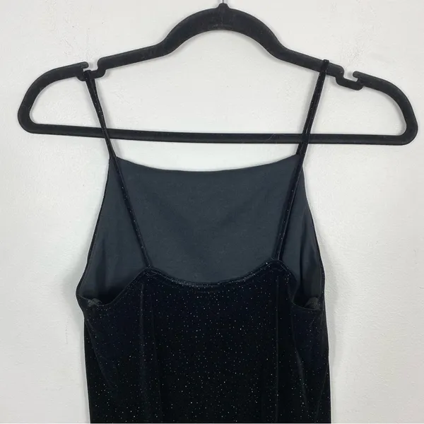 Vintage Be Smart Long Sparkly Black Velvet Dress - Image 10