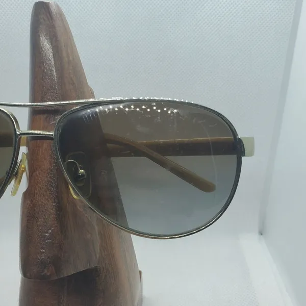 Ralph Lauren Polarized Silver & Tan Aviator Sunglasses - Image 3