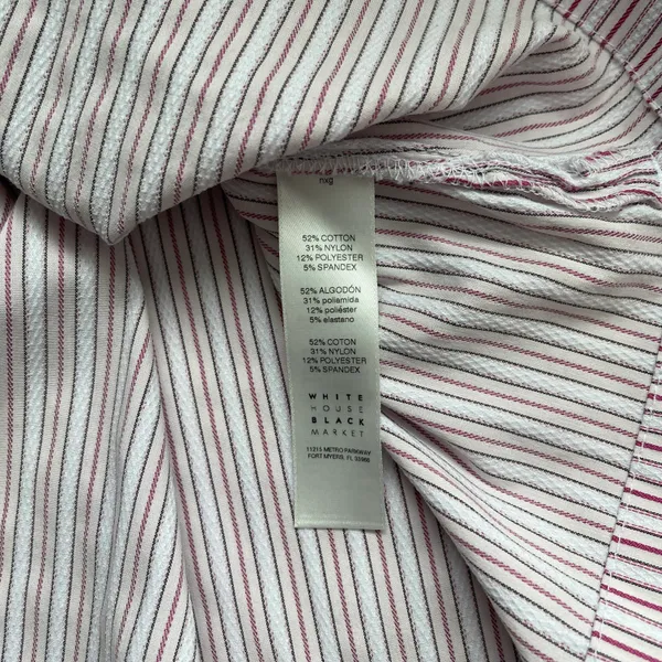 White House | Black Market White & Pink Striped Bell Sleeve V-neck Popover Top - Image 10