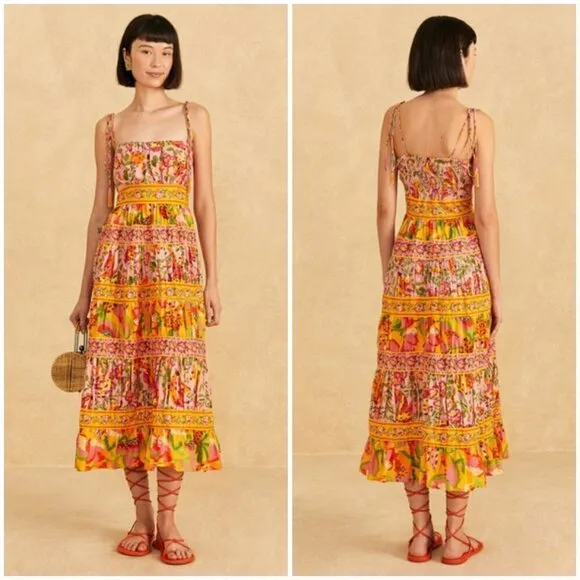 💕FARM RIO💕 Mixed Fruits Paradise Midi Dress ~ Small S NWT - Image 2