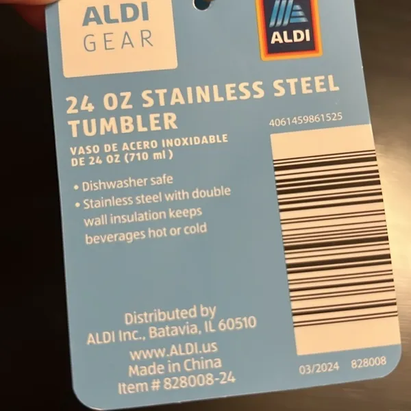 Aldi Gear 24 oz Stainless Steel Tumbler‎ Blue Rainbow Insulated Cup with Straw - Image 4
