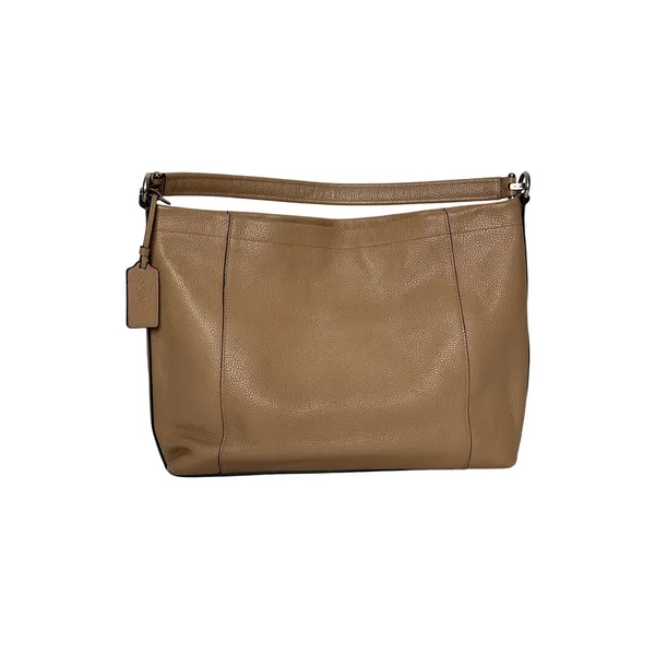Coach Pebbled Leather Scout Hobo Shoulder Bag Tan Beige Gold Tone Hardware - Image 2