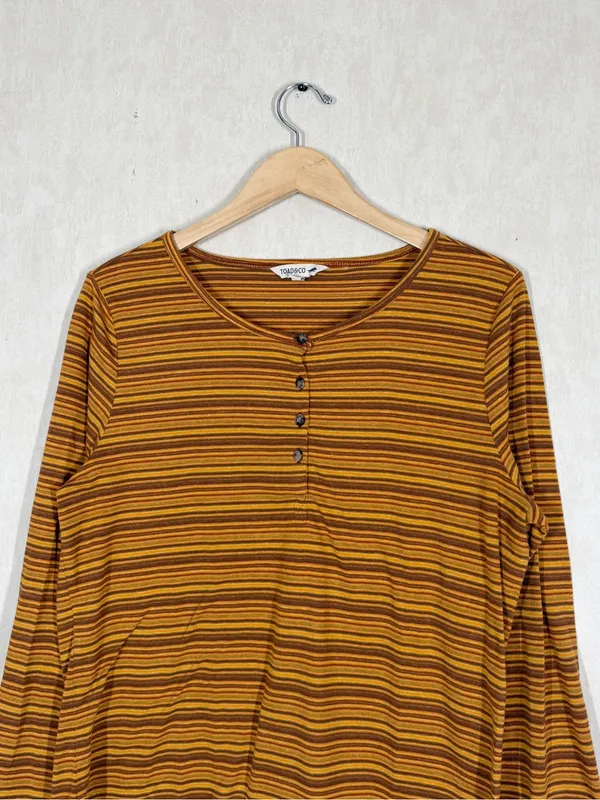 Toad&Co Women’s Piru Henley Longsleeve Shirt Lightweight Multicolor Stripe XL - Image 4