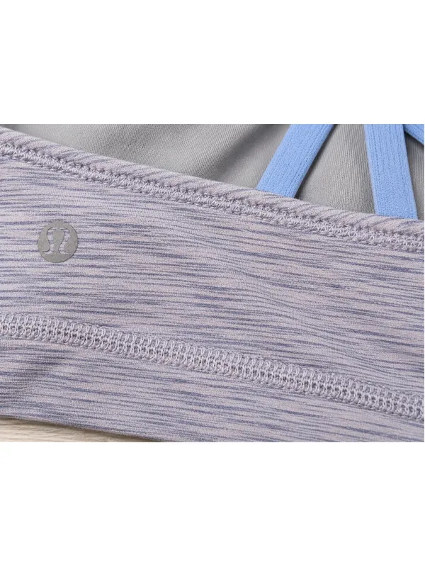 Lululemon Sports Bra Women’s Size 8 Gray Blue‎ Striped Criss Cross Straps - Image 7