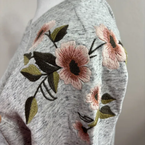 Abercrombie & Fitch Women’s Embroidered‎ Floral Sweatshirt Tunic Dress Boho Sz L - Image 2