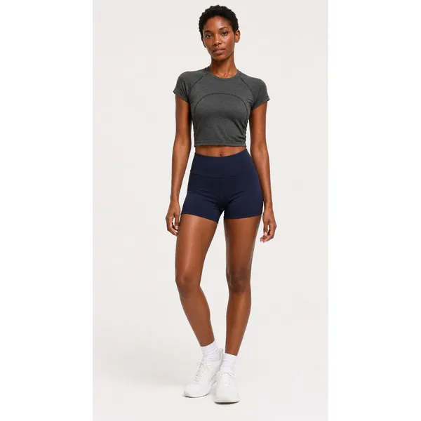 Lululemon Swiftly Tech Cropped Short Sleeve Black White Stripe Size 4‎ - Image 3